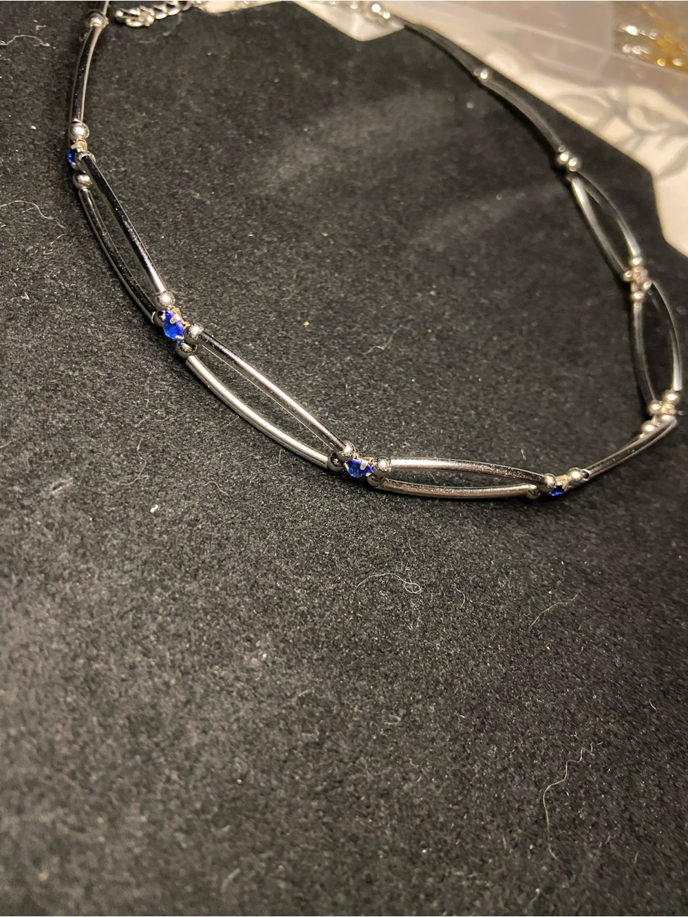 Sapphire Choker Silver Tone